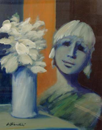 Umberto Bianchini - Vaso di fiori e figura