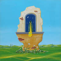 Quadro di
 Franco Lastraioli - Finestra sul prato huile tableau