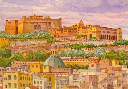 Giovanni Ospitali - Napoli Panorama con Castel S.Elmo e la Certosa