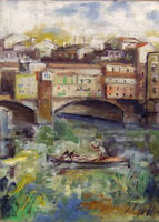 Quadro di
 Emanuele Cappello - Barca al Ponte Vecchio Óleos tela