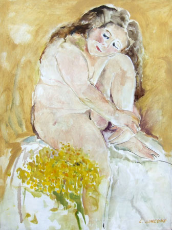 Lucia Simeone - Nudo con mimose