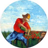 Quadro di
 M. Da Montale - Contadino con fiori huile tableau