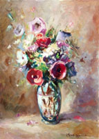 Quadro di
  Bruzzone - Vaso con fiori huile tableau