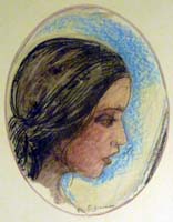 Quadro di
 D. Giannini - Figura in ovale aquarelle papier