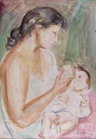 Quadro di
 Rodolfo Marma - Maternità aquarelle papier
