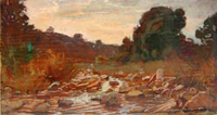 Quadro di
 Giorgio Luxardo - Paesaggio  con cornice macchiaiola leos tabla