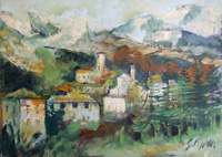 Quadro di
 Emanuele Cappello - Paesaggio alpino Óleos tela