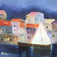 Quadro di
 Lido Bettarini - Paesaggio con barche huile toile