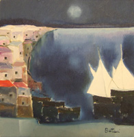 Quadro di
 Lido Bettarini - Paesaggio con barche huile toile