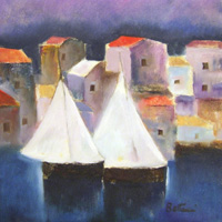 Quadro di
 Lido Bettarini - Paesaggio con barche Óleos tela