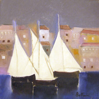 Quadro di
 Lido Bettarini - Paesaggio con barche Óleos tela