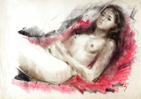 Quadro di
 Gino Tili - Nudo sdraiato pastel papel