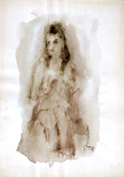 Quadro di
 Gino Tili - Donna seduta aquarelle papier
