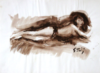 Quadro di
 Gino Tili - Nudo disteso aquarelle papier