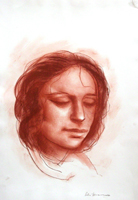 Quadro di
 Salvo Benincasa - Ritratto di donna sanguine papier