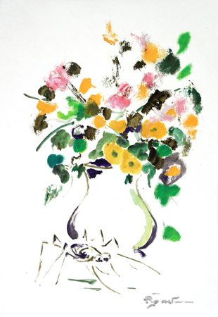 Luigi Pignataro - Vaso di vetro con fiori