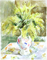 Quadro di
 E. Prestopino - Vaso di fiori acuarela papel