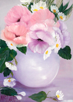Quadro di
 Janice Sue Mc Carter - Vaso di fiori dtrempe papier