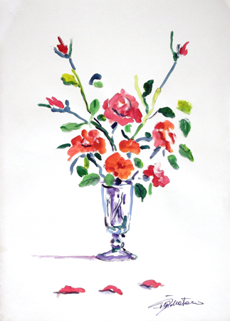 Luigi Pignataro - Vaso con fiori rossi