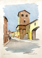 Работы   Claudio da Firenze - Torre Mannelli watercolor бумага
