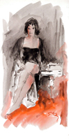 Quadro di
 Gino Tili - Figura seduta aquarelle papier