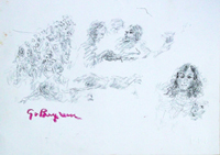 Quadro di
 Guido Borgianni - Figure lÁpiz colorado papel