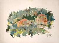 Quadro di
 Gino Tili - Paesaggio aquarelle papier