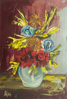 Quadro di
  Nadia - Vaso di fiori huile panneaux durs