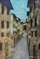 Quadro di
 A. Bellucci - Strada fiorentina huile panneaux durs