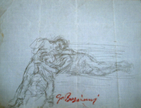Quadro di
 Guido Borgianni - Figure sdraiate crayon papier