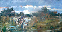 Quadro di
 Masaniello Luschi -  Rientro dei vitelli Maremma huile tableau