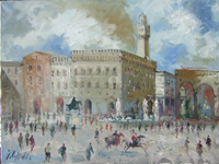 Работы  Emanuele Cappello - Piazza della Signoria oil холст