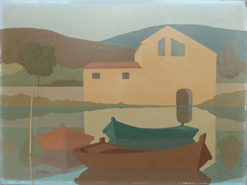 Quadro di Roberto Masi Barche sull'Arno  - Pittori contemporanei galleria Firenze Art