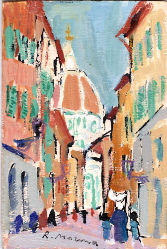 Quadro di Rodolfo Marma Monachina e cupola  - Pittori contemporanei galleria Firenze Art