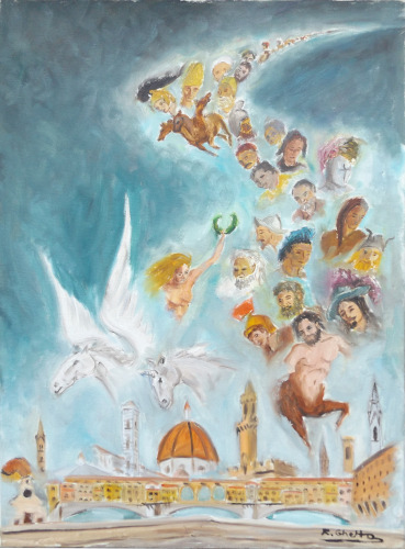 Quadro di Raffaele Ghetta Iconografia fiorentina  - olio tela 