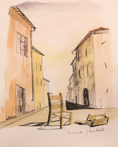 Quadro di Riccardo Ghiribelli Paesaggio - acquerello carta 