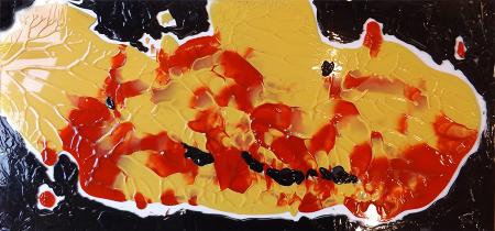 Quadro di Andrea Tirinnanzi Notturno in giallo - smalto vetro 
