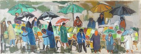Quadro di Rodolfo Marma Mercatino a S. Spirito - olio tela 