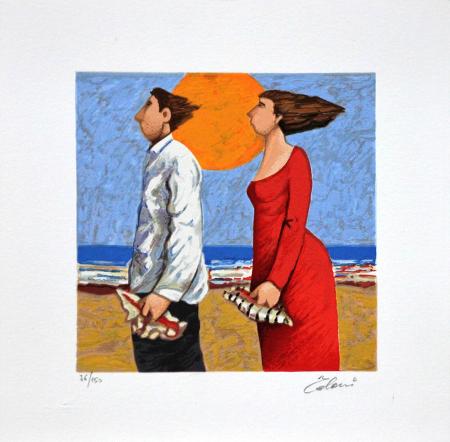 Art work by Giampaolo Talani Cercatori di conciglie - polymaterial lithography paper 