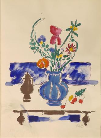 Art work by Gastone Breddo Vaso blu con fiori  - watercolor paper 