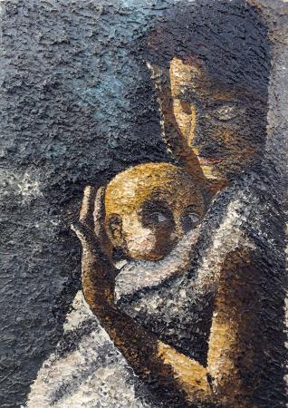 Quadro di Sauro Tasselli Maternità  - Pittori contemporanei galleria Firenze Art