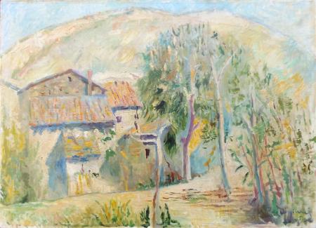 Quadro di Eduardo Gordigiani Paesaggio  con casa - olio tela 