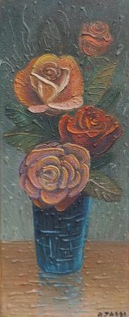 Art work by Adelindo Tassi Vaso di rose - mixed table 