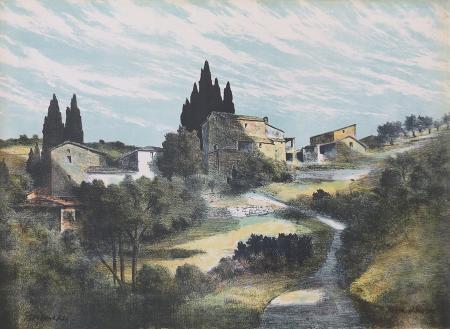 Quadro di Nino Tirinnanzi Paesaggio - litografia carta 