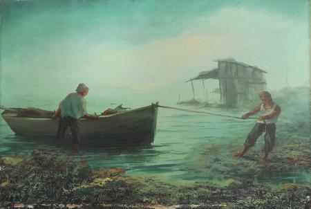Quadro di Ivano Cerrai Pescatori - olio tela 