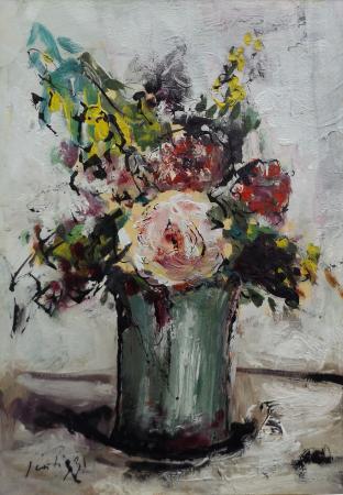 Quadro di Sergio Scatizzi Vaso di fiori - olio tavola 