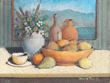 Quadro di Paolo Toschi Composizione con frutta - Pittori contemporanei galleria Firenze Art