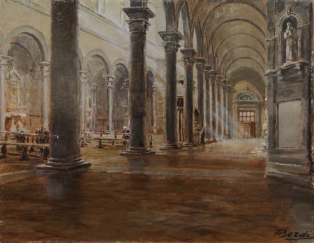 Quadro di Mario Bordi Nel tempio di Santo Spirito - Pittori contemporanei galleria Firenze Art