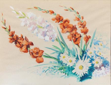Art work by Michele Ortino Gladioli - watercolor paper 