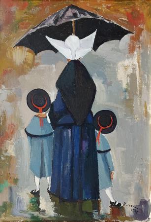 Quadro di Rodolfo Marma Monachina e bimbe - olio tela 